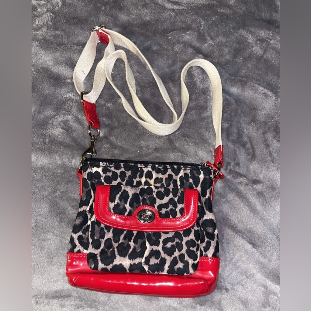 Coach leopard print cross body bag